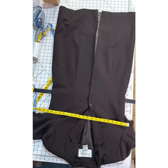 Mary McFadden Collection Vintage Brown Belted One Button Trench Coat Women 10 - Picture 7 of 9